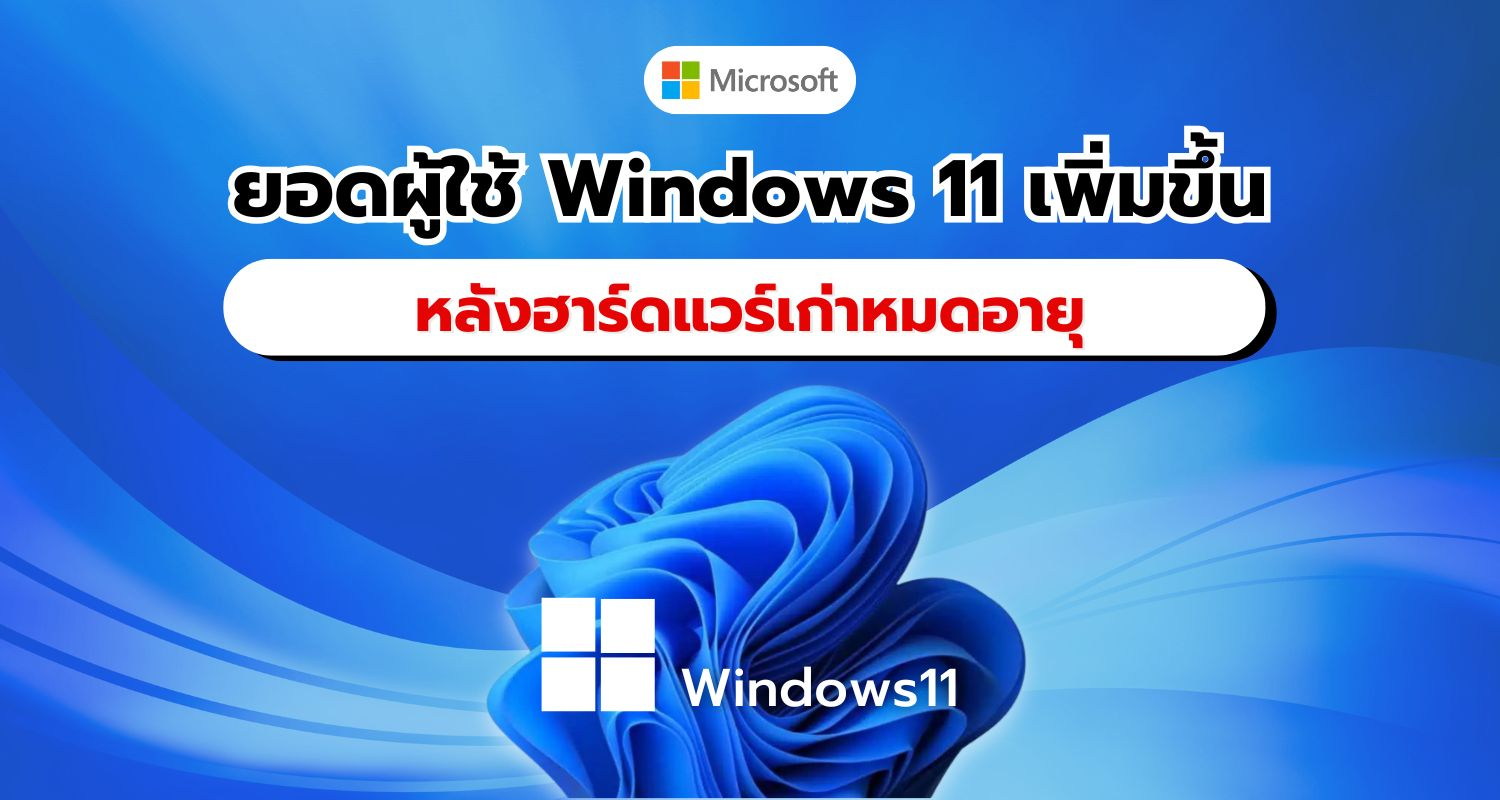 ฮาร์ดแวร์เก่าใกล้หมดอายุ ส่งผลให้ยอดผู้ใช้ Windows 11 เพิ่มขึ้นอย่างรวดเร็ว