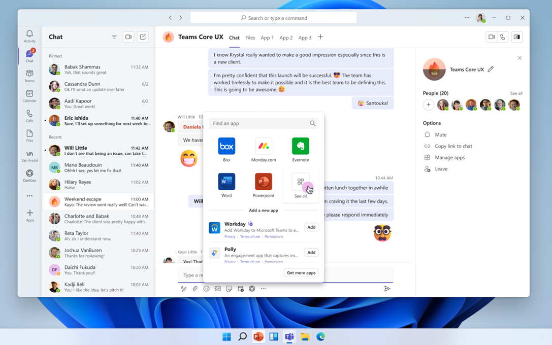 การปรับปรุง Flyout ของ Microsoft Teams